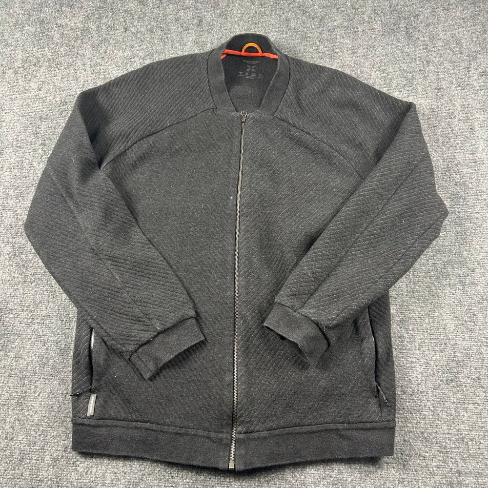Mammut Bomber Jacket Mens XL Charcoal Grey Quilted Full Zip Fleece Outdoor Wool